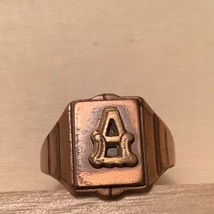 New vintage copper A monogram adjustable ring